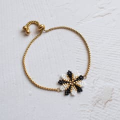 Pulsera ajustable Mónaco negro y blanco