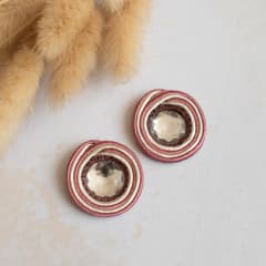 Aros Topito Bicolor palo rosa y blanco