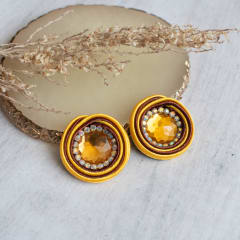 Aros Topito Bicolor amarillo y café