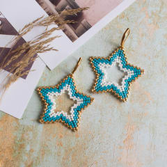 Aros Maxi Estrella esmeralda y blanco