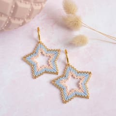 Aros Maxi Estrella durazno y celeste