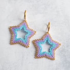 Aros Maxi Estrella lila y celeste
