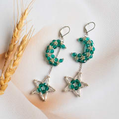 Aros Luna y estrella esmeralda