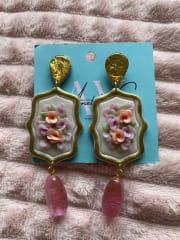 Aros Ramo Flores con Gota de Resina