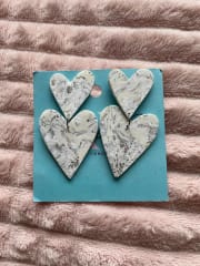 Aros Corazón Doble blanco