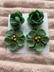 Aros Flor Doble porcelana verde