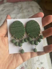 Aros Tejidos y Bolitas colgantes