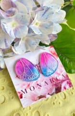 Aros Alas Mariposa M fondo fucsia, morado y azul