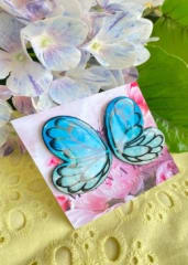 Aros Mariposa fondo azul y celeste con líneas negras