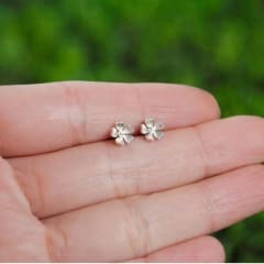 Aros Mini Flores de Plata