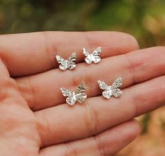 Aros Mini Mariposas de Plata