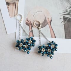 Aros Corazón 3D azul metalizado