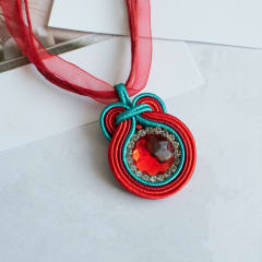 Collar Soutache simple rojo