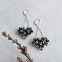 Aros Corazón 3D grafito