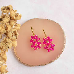 Aros Aura fucsia y dorado