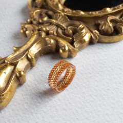 Anillo Cintas café y dorado