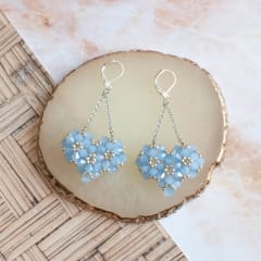 Aros Corazón 3D azul pastel