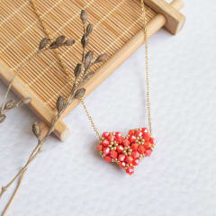 Collar Corazón 3D naranjo