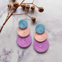Aros Tres Cículos lila, rosado y celeste