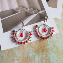 Aros Royal rojo y plateado