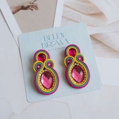 Aros Dobles fucsia y amarillo