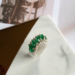 Anillo Corona transparente y esmeralda