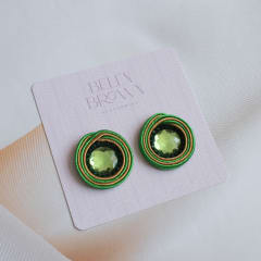 Aros Topito Bicolor verde y dorado