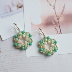 Aros Galaxia menta y turquesa