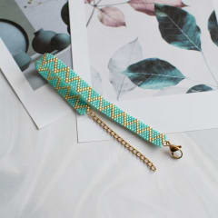 Pulsera ZigZag Simple turquesa y dorado