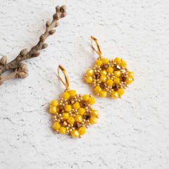 Aros Hexágono amarillo y bronce