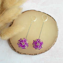 Aros Esfera magenta y plateado