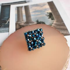 Anillo Cuadrado azul metalizado