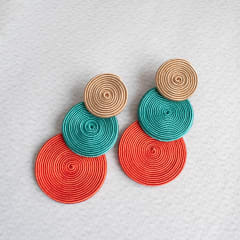 Aros Tres Cículos terracota, turquesa y beige
