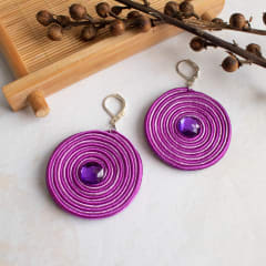 Aros Medallón Espiral morado