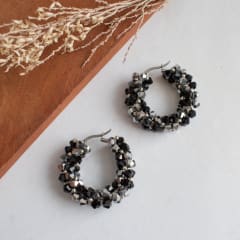 Aros Coral negro y plateado