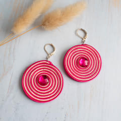 Aros Medallón Espiral fucsia