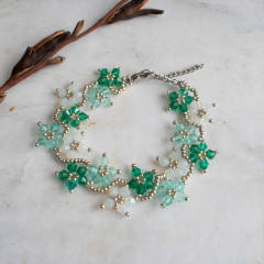 Pulsera Flores turquesa