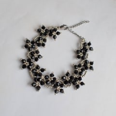 Pulsera Flores negro