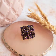 Anillo Cuadrado morado metalizado