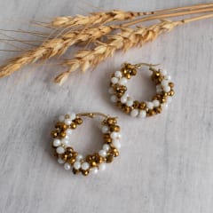 Aros Coral dorado y blanco