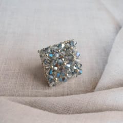 Anillo Cuadrado celeste grisáceo