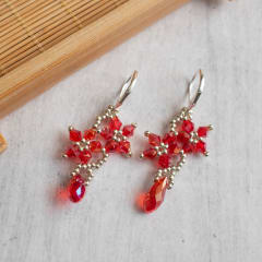 Aros Flor con gota rojo