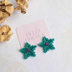 Aros Estrellitas con gema esmeralda