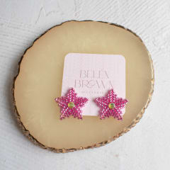 Aros Estrellitas con gema rosado