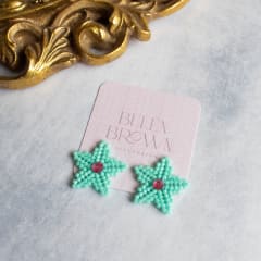Aros Estrellitas con gema turquesa