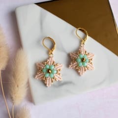 Aros Magnolia durazno y turquesa