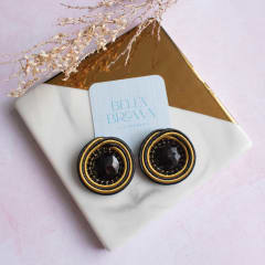 Aros Topito Bicolor negro y dorado