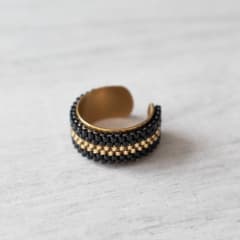 Anillo ajustable Cintas negro y dorado