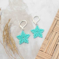 Aros Estrellitas con gancho turquesa