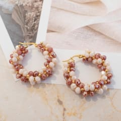 Aros Coral caoba y crema